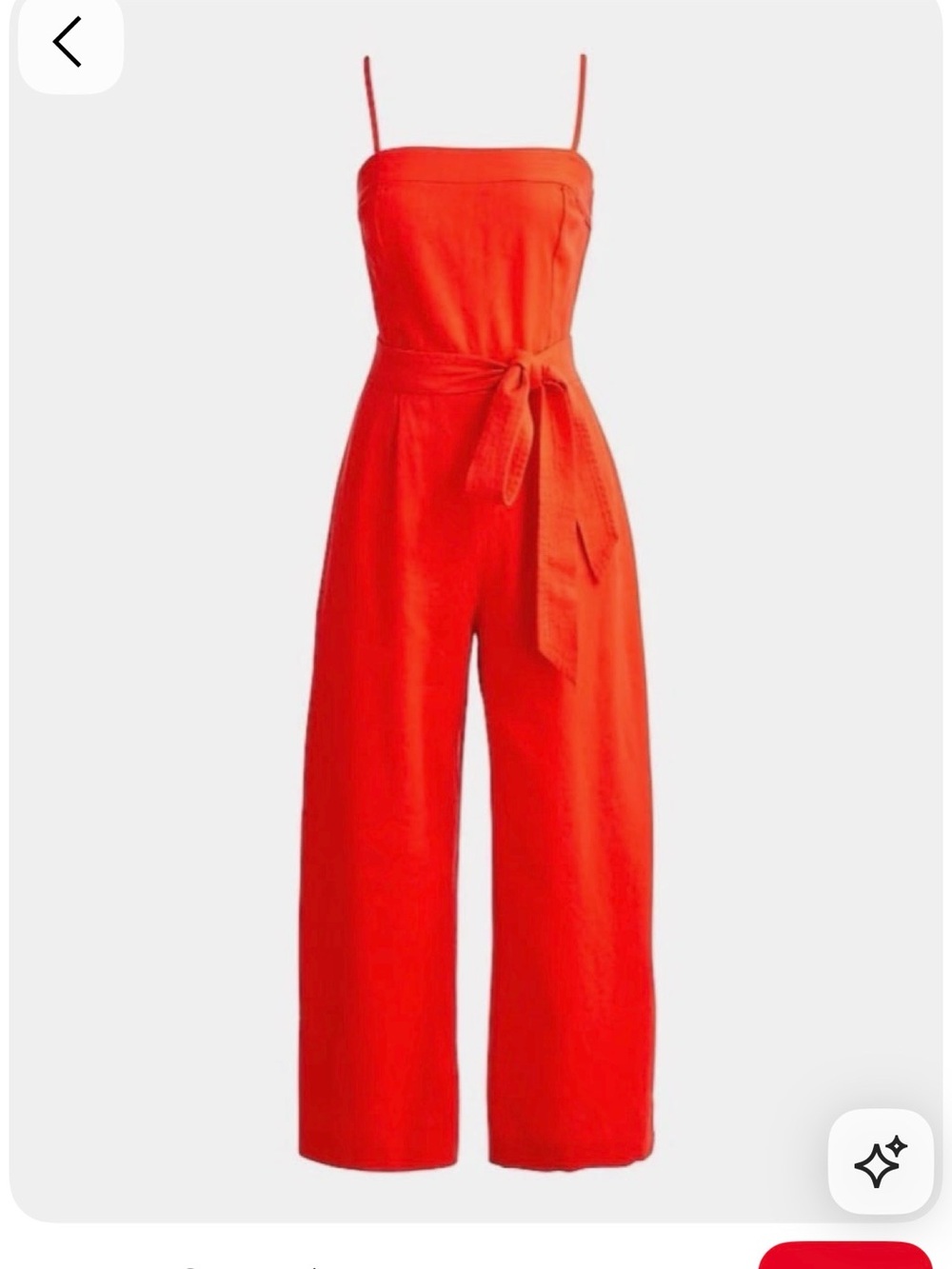 J. Crew Red Spaghetti-Strap Tie-Waist Wide-Leg Jumpsuit - Linen - Picture 3 of 7